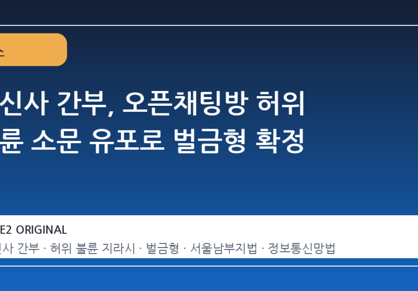 통신사 간부, 오픈채팅방 허위 불륜 소문 유포로 벌금형 확정