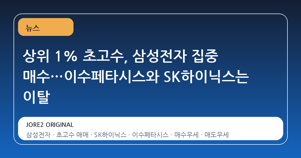 상위 1% 초고수, 삼성전자 집중 매수…이수페타시스와 SK하이닉스는 이탈