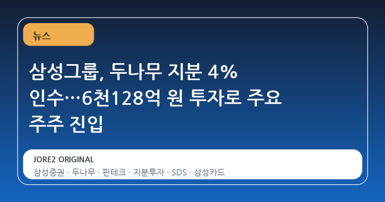 삼성그룹, 두나무 지분 4% 인수…6천128억 원 투자로 주요 주주 진입