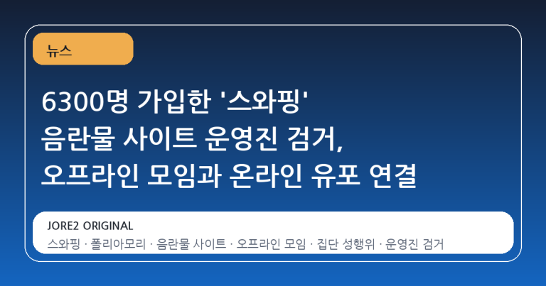 6300명 가입한 '스와핑' 음란물 사이트 운영진 검거, 오프라인 모임과 온라인 유포 연결