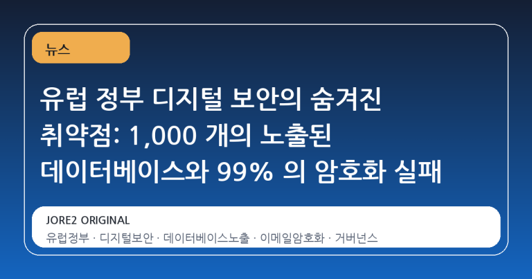 유럽 정부 디지털 보안의 숨겨진 취약점: 1,000 개의 노출된 데이터베이스와 99% 의 암호화 실패