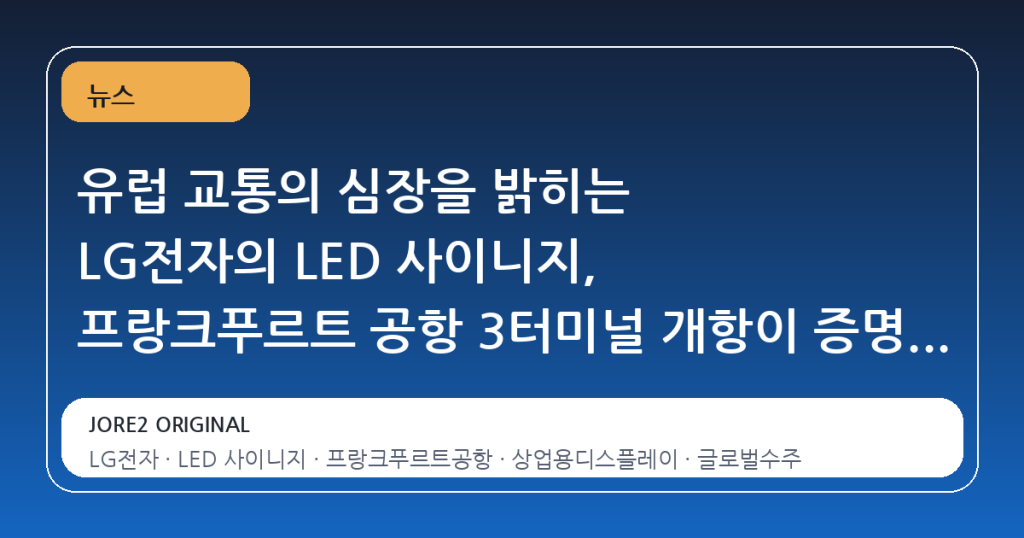유럽 교통의 심장을 밝히는 LG전자의 LED 사이니지, 프랑크푸르트 공항 3터미널 개항이 증명하는 기술 신뢰도
