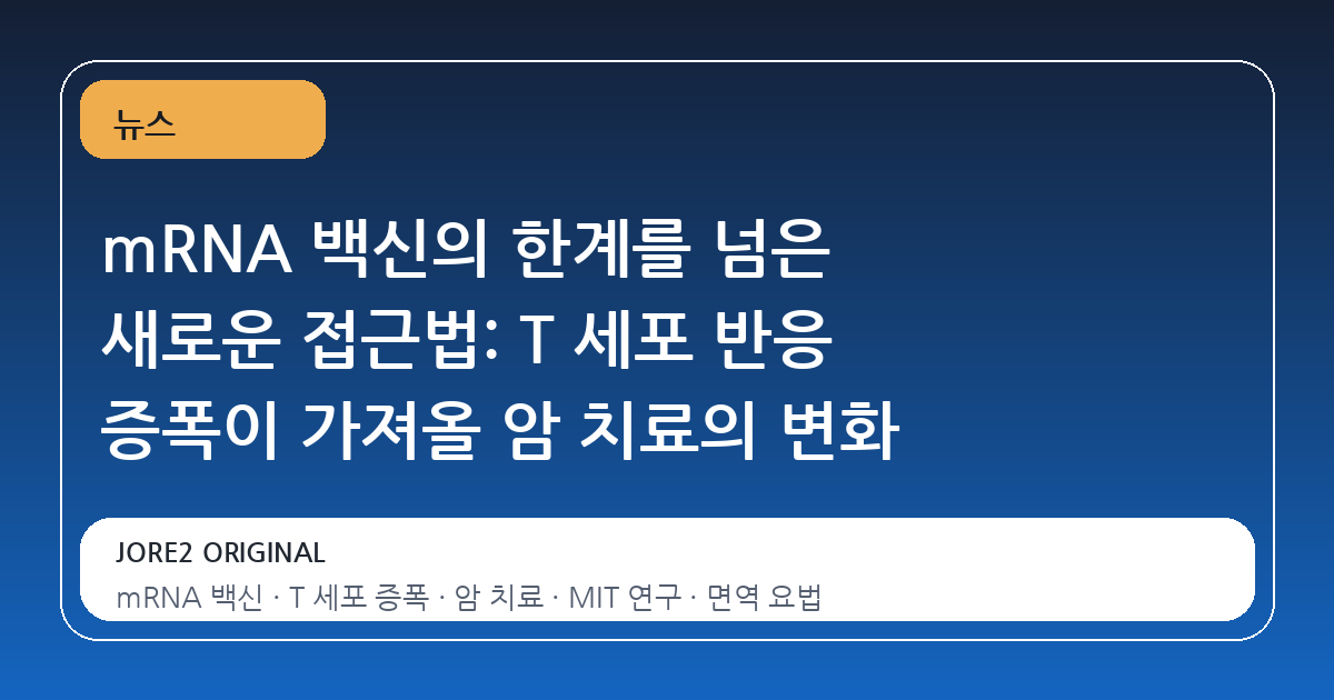 mRNA 백신의 한계를 넘은 새로운 접근법: T 세포 반응 증폭이 가져올 암 치료의 변화