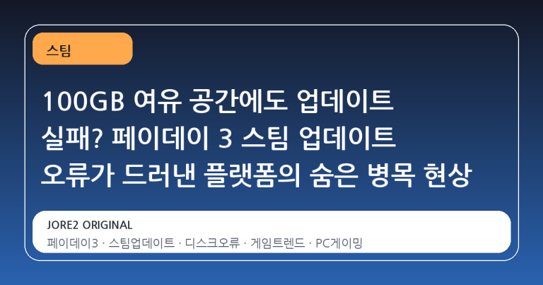 100GB 여유 공간에도 업데이트 실패? 페이데이 3 스팀 업데이트 오류가 드러낸 플랫폼의 숨은 병목 현상
