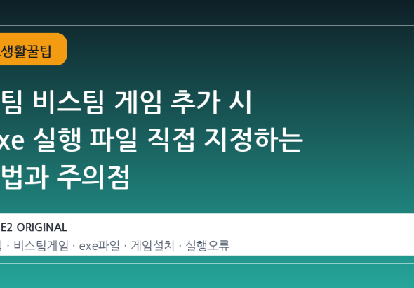 스팀 비스팀 게임 추가 시 .exe 실행 파일 직접 지정하는 방법과 주의점