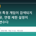 스팀에서 특정 게임이 검색되지 않는 이유, 연령 제한 설정이 숨겨진 변수다