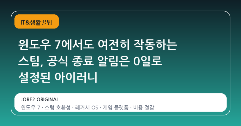 윈도우 7에서도 여전히 작동하는 스팀, 공식 종료 알림은 0일로 설정된 아이러니