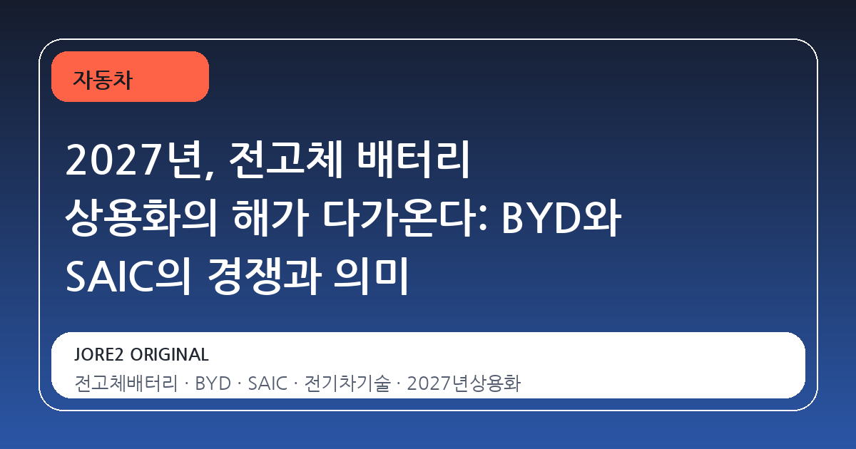 2027년, 전고체 배터리 상용화의 해가 다가온다: BYD와 SAIC의 경쟁과 의미
