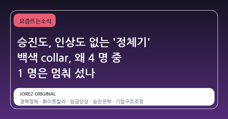 승진도, 인상도 없는 '정체기' 백색 collar, 왜 4 명 중 1 명은 멈춰 섰나