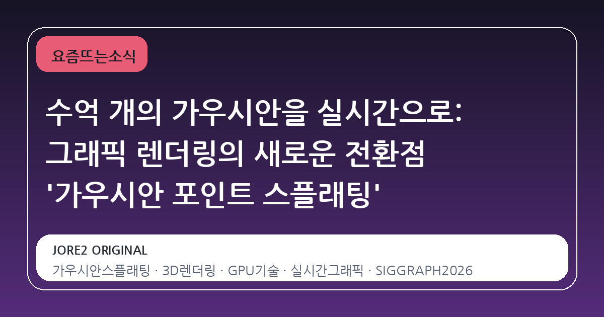 수억 개의 가우시안을 실시간으로: 그래픽 렌더링의 새로운 전환점 '가우시안 포인트 스플래팅'