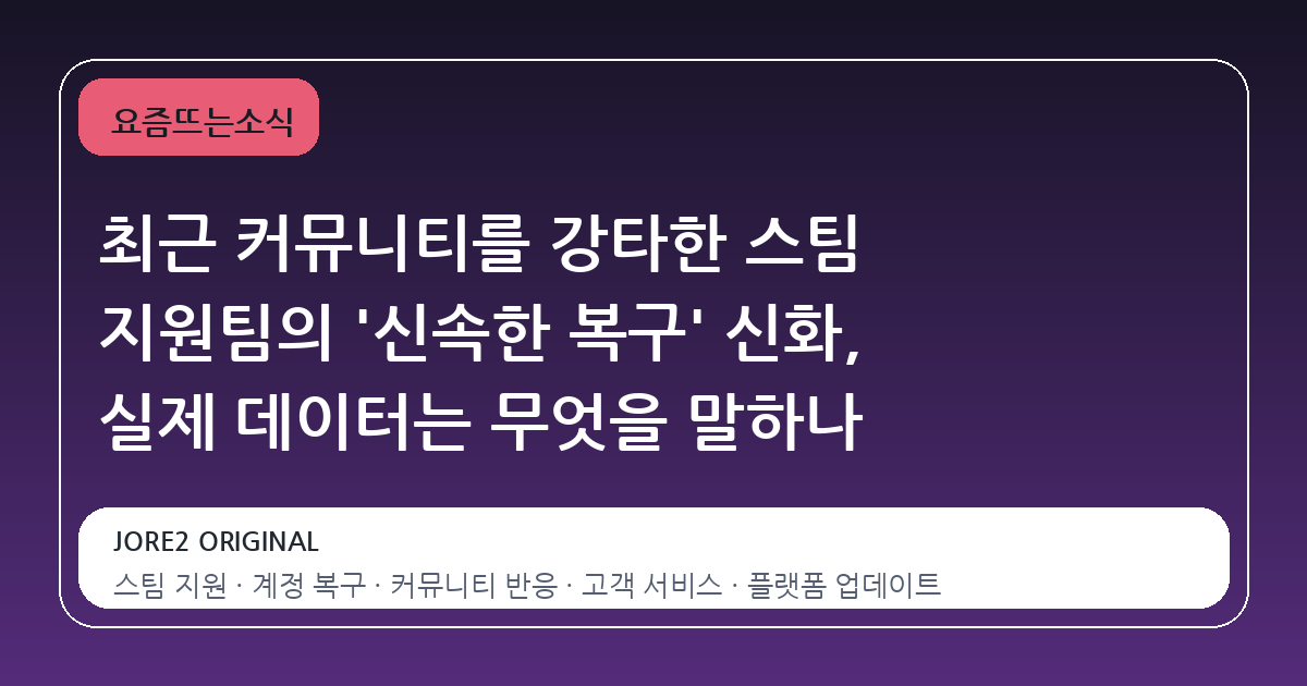 최근 커뮤니티를 강타한 스팀 지원팀의 '신속한 복구' 신화, 실제 데이터는 무엇을 말하나