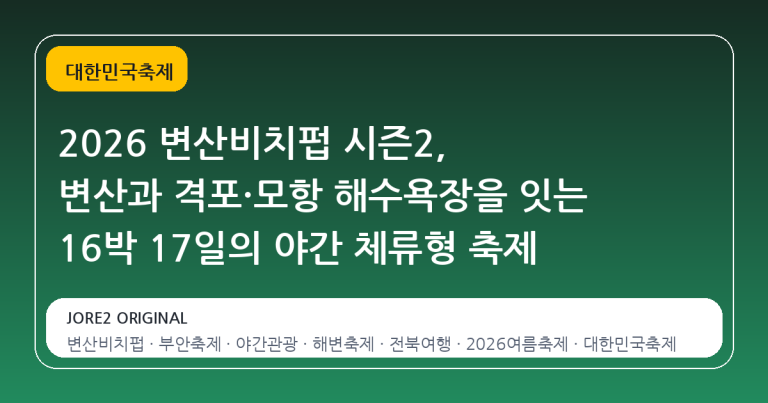 2026 변산비치펍 시즌2, 변산과 격포·모항 해수욕장을 잇는 16박 17일의 야간 체류형 축제