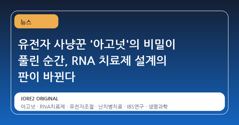 유전자 사냥꾼 '아고넛'의 비밀이 풀린 순간, RNA 치료제 설계의 판이 바뀐다