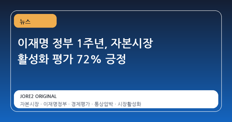 이재명 정부 1주년, 자본시장 활성화 평가 72% 긍정