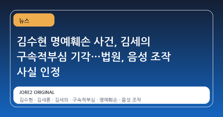 김수현 명예훼손 사건, 김세의 구속적부심 기각…법원, 음성 조작 사실 인정