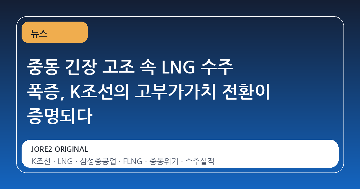중동 긴장 고조 속 LNG 수주 폭증, K조선의 고부가가치 전환이 증명되다
