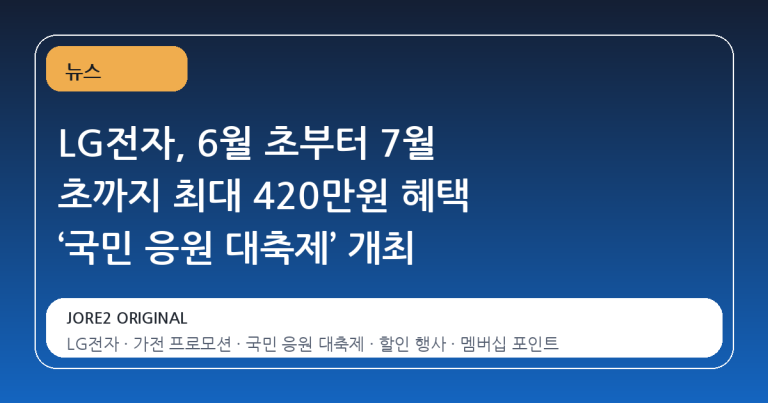 LG전자, 6월 초부터 7월 초까지 최대 420만원 혜택 ‘국민 응원 대축제’ 개최