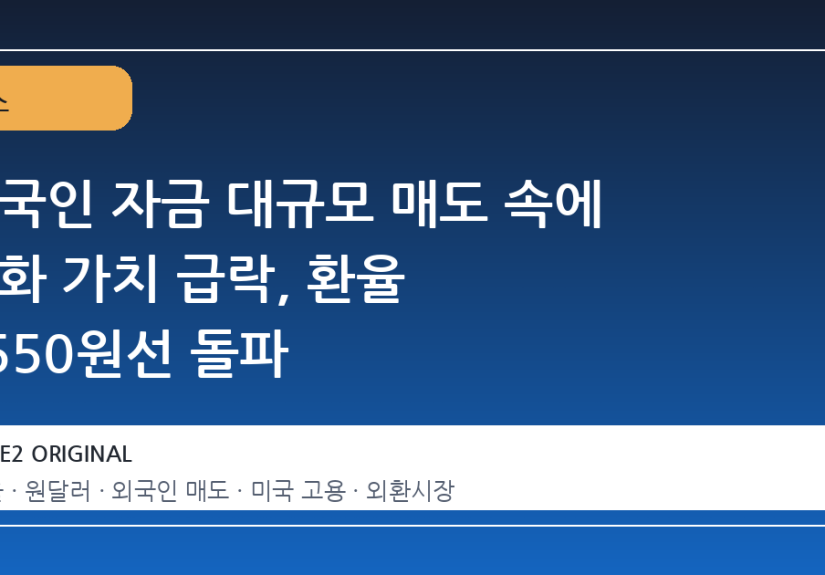 외국인 자금 대규모 매도 속에 원화 가치 급락, 환율 1550원선 돌파