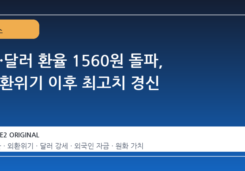 원·달러 환율 1560원 돌파, 외환위기 이후 최고치 경신