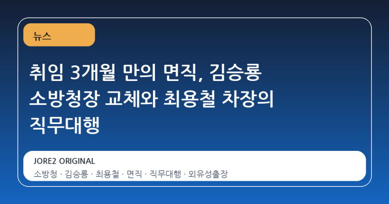 취임 3개월 만의 면직, 김승룡 소방청장 교체와 최용철 차장의 직무대행
