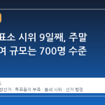잠실 개표소 시위 9일째, 주말 아침 참여 규모는 700명 수준