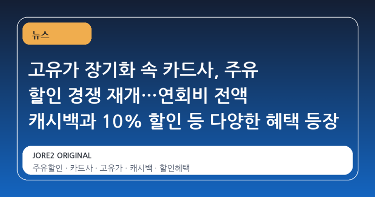 고유가 장기화 속 카드사, 주유 할인 경쟁 재개…연회비 전액 캐시백과 10% 할인 등 다양한 혜택 등장