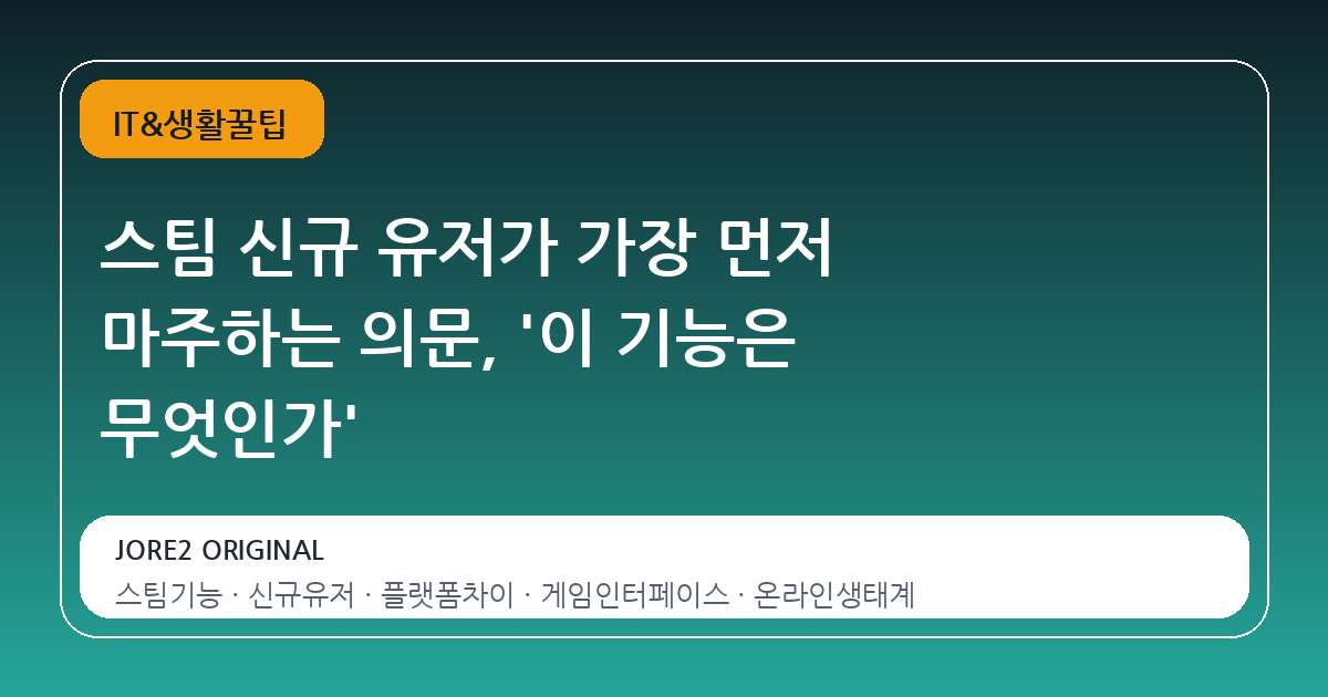 스팀 신규 유저가 가장 먼저 마주하는 의문, '이 기능은 무엇인가'