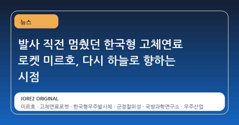 발사 직전 멈췄던 한국형 고체연료 로켓 미르호, 다시 하늘로 향하는 시점