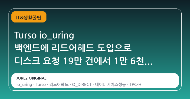 Turso io_uring 백엔드에 리드어헤드 도입으로 디스크 요청 19만 건에서 1만 6천 건으로 감소