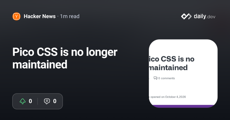 Pico CSS, v2.1.1을 마지막 릴리스로 저장소 아카이브 처리
