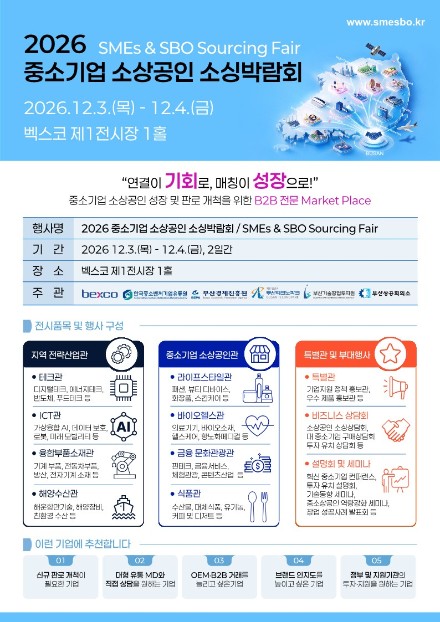 2026 중소기업·소상공인 소싱박람회, 12월 부산 벡스코에서 개최
