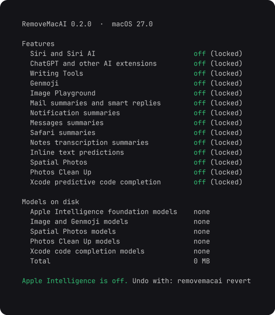 macOS 27의 Apple Intelligence 모델 용량 과다 보고와 삭제 도구 등장