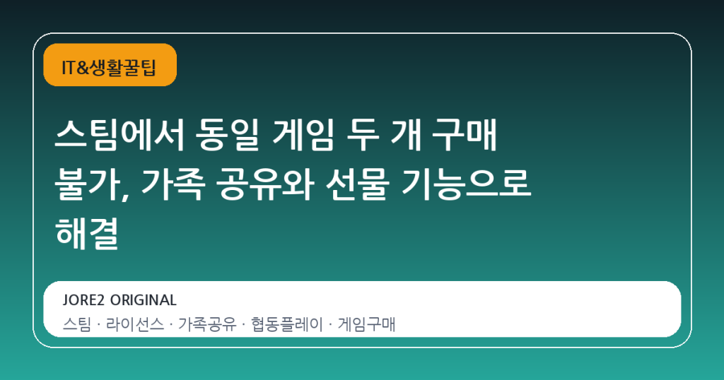 스팀에서 동일 게임 두 개 구매 불가, 가족 공유와 선물 기능으로 해결