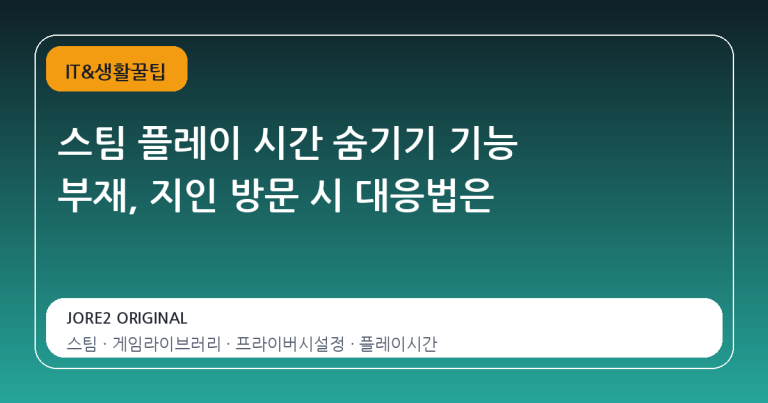 스팀 플레이 시간 숨기기 기능 부재, 지인 방문 시 대응법은